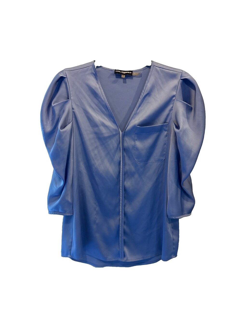 Karl Lagerfeld Women’s Blue Blouse Puffy  Short Sleeves Size XS